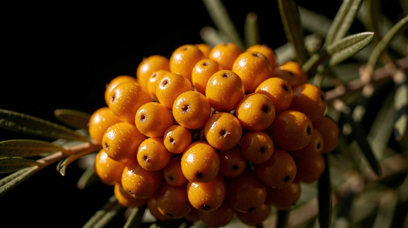 Macro botanical source Sea Buckthorn